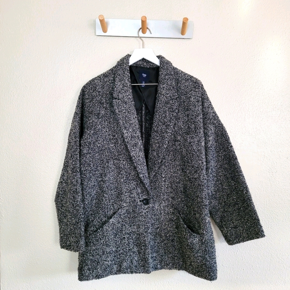 Gap | Marled Gray Black Boucle Wool Blend Coat XL
